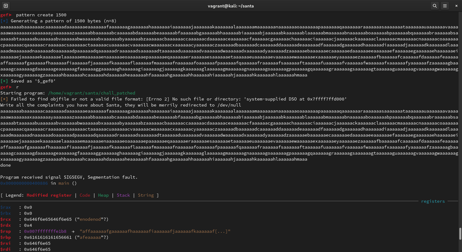 screenshot of gdb